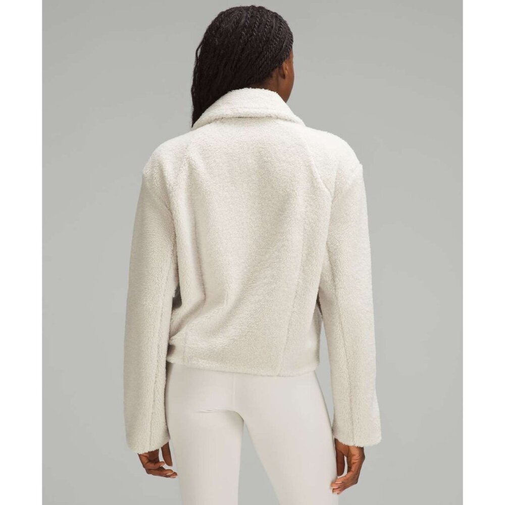 Lululemon Athletica Womens Small Textured Fleece Collared Cropped Jacket Bone - Picture 5 of 10